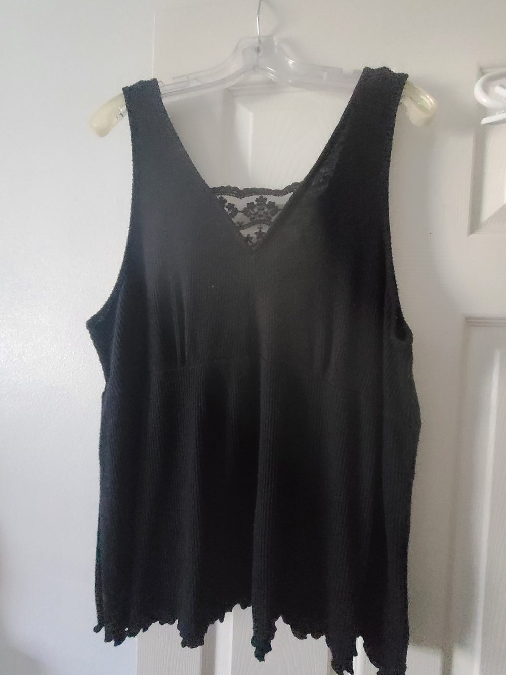 Maurices Black V-Neck Lace-Trim Tank Top